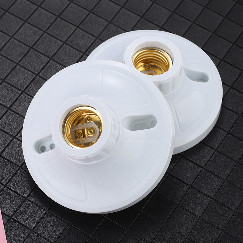 厂家批发e27螺口平灯座 家用圆形明装灯座 楼道工业螺旋灯头灯座