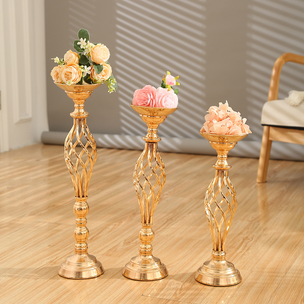 Fashion Creative Furnishings Candlestick Home Romantic European High-End Flower Container Gold Wedding Banquet Decoration Ornaments