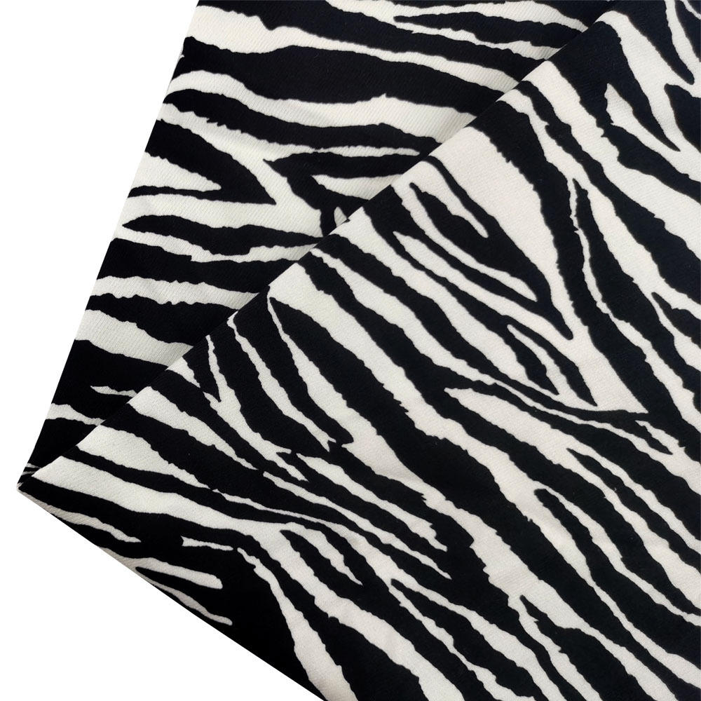 斜纹磨毛印花布 黑白斑马纹印花 秋冬新款女装连裤装西装印花面料