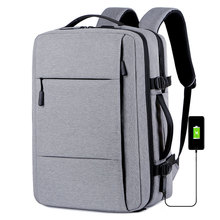 跨境商务双肩背包高级感可扩容电脑包男USB充电时尚双肩包背包女