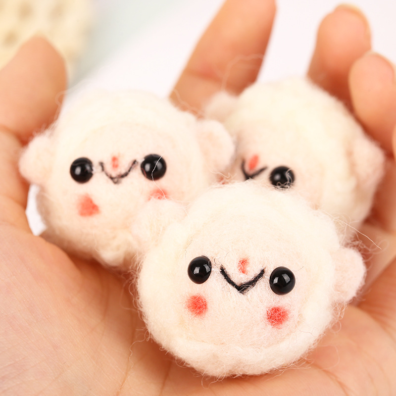 羊毛毡戳戳乐 绵羊 手工挂件 钥匙扣配件头饰饰品胸针绵羊毛加厚内胆