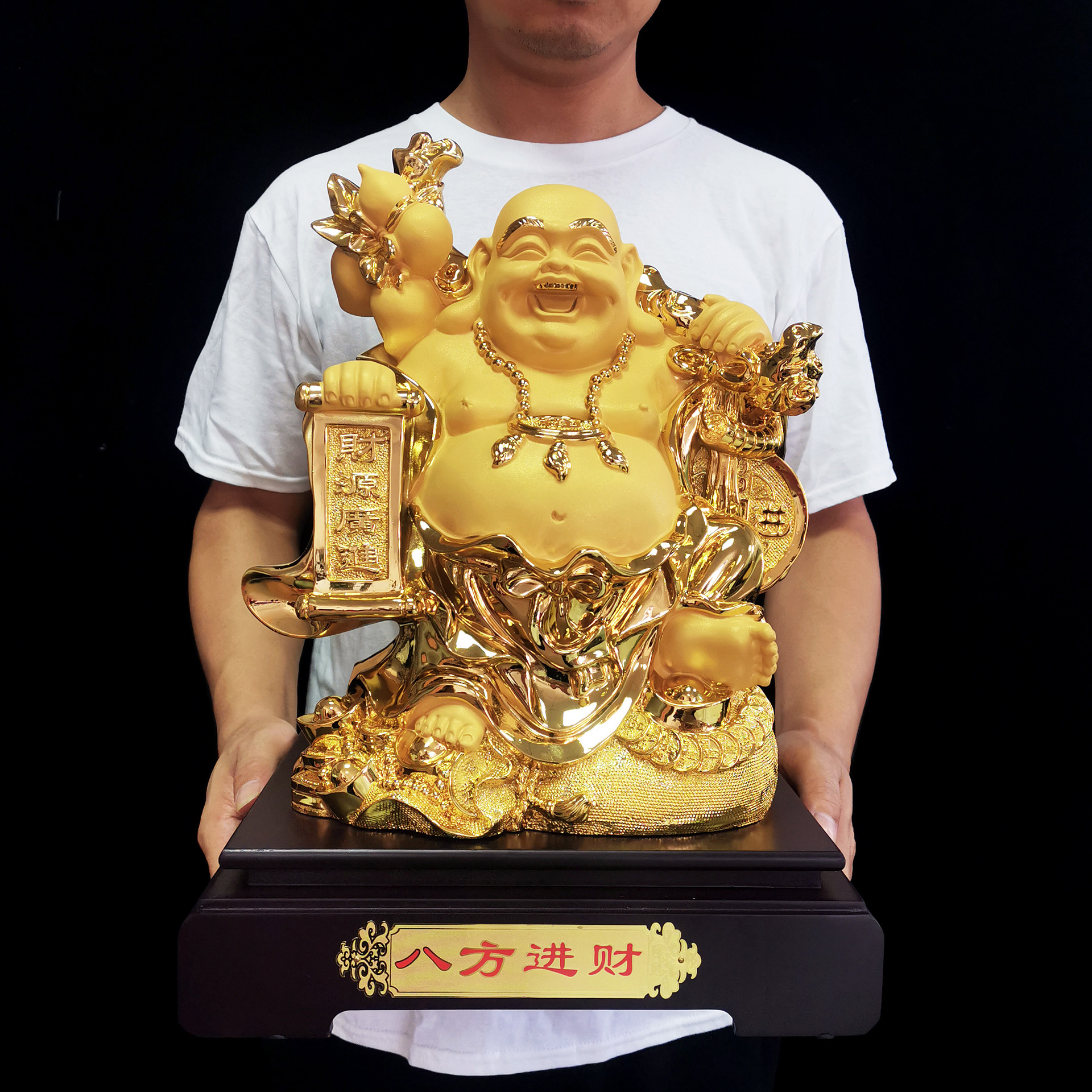 迪万思沙金八方进财弥勒佛摆件树脂工艺品家居店铺送开业礼品批发