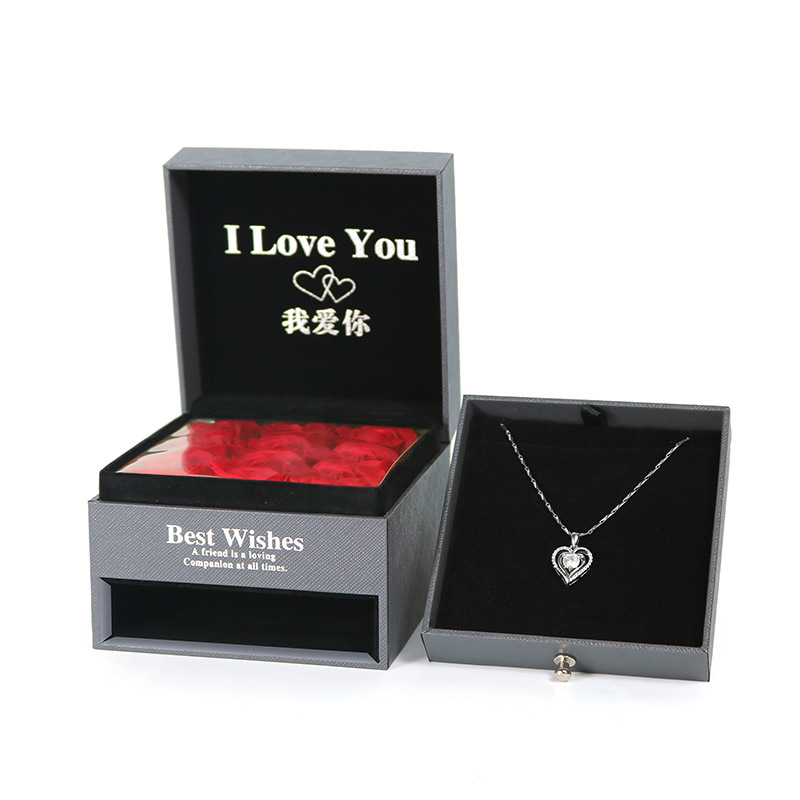 Factory Rose Gift Box Valentine's Day Gift Box Lipstick Storage Box Necklace Box No Surrounding Border Jewelry Box in Stock Wholesale