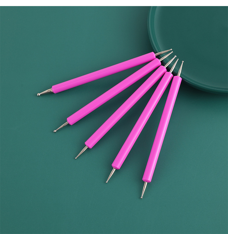 跨境亚马逊新款彩色压痕笔陶艺工具美甲点钻笔 5支双头笔辅助工具