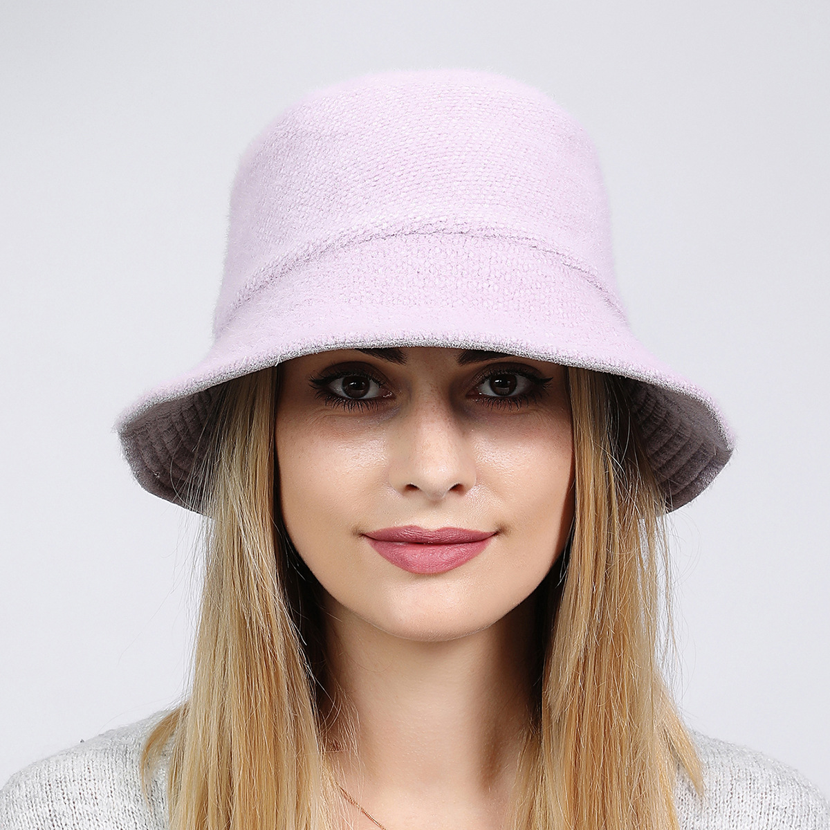 双面材质渔夫帽新款女士雪貂绒帽子正反可戴 韩版简约麂皮绒盆帽