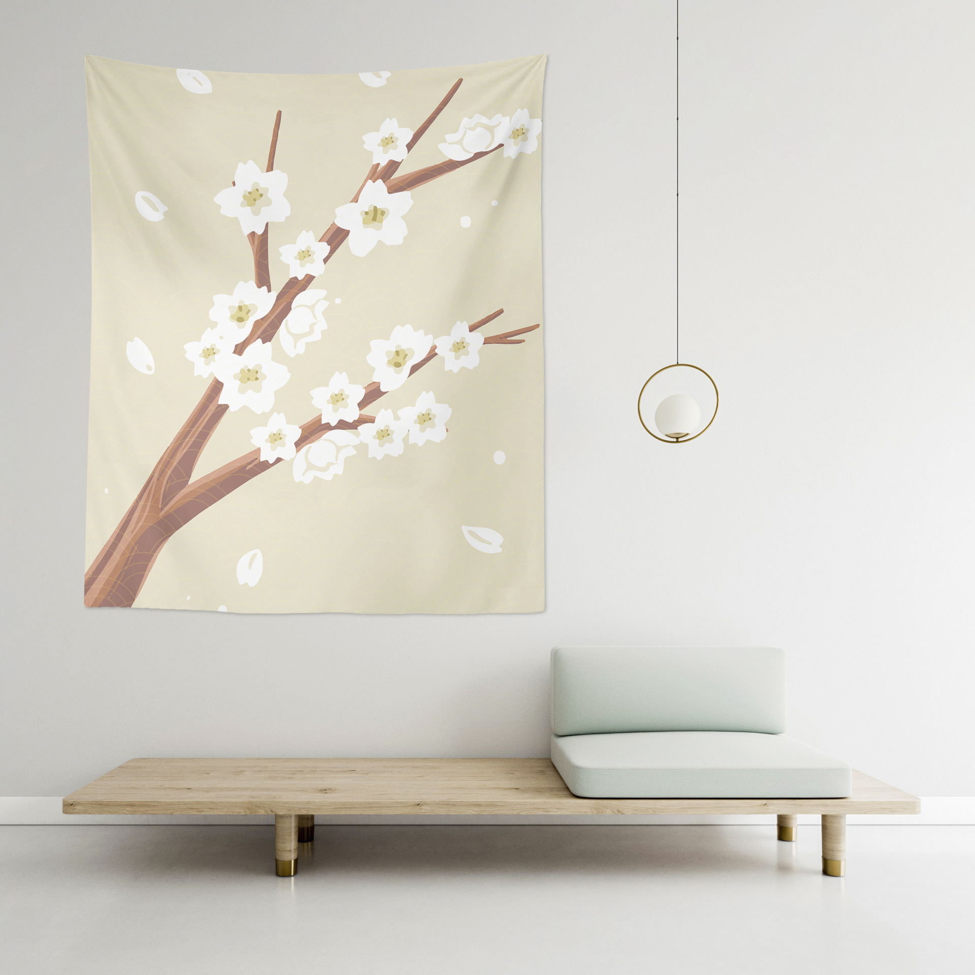 跨境新款现代简约风日系和风图案家居直播背景布装饰挂布挂毯墙布