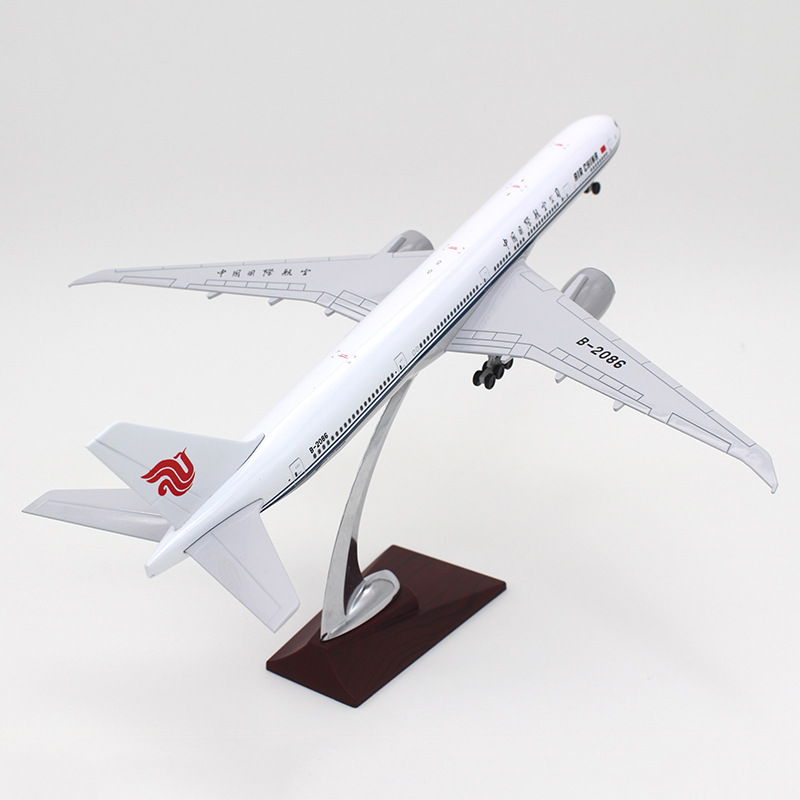 供航空客机模型波音b777-300er国航机模37cm树脂abs飞机模型1:200