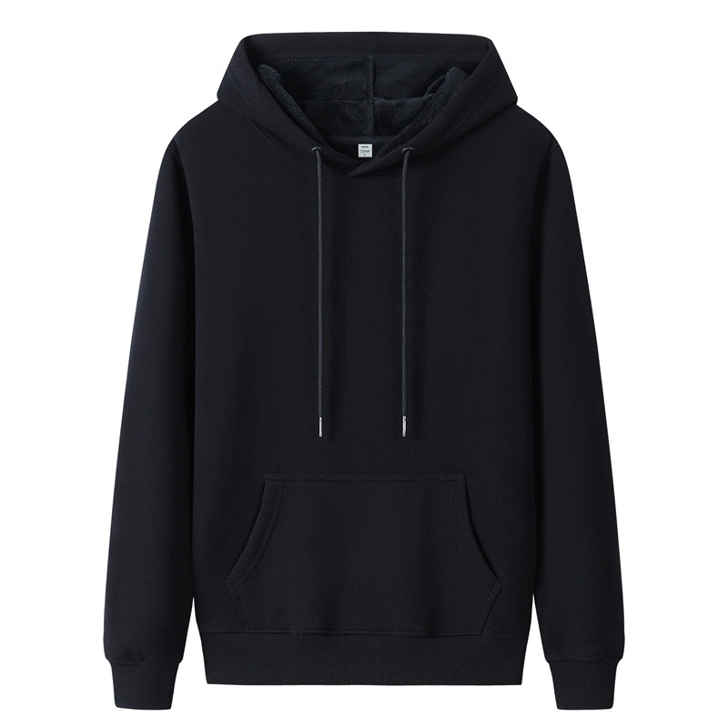 冬季卫衣男套头外套加绒加厚纯色休闲男士连帽卫衣男生帽衫大码潮