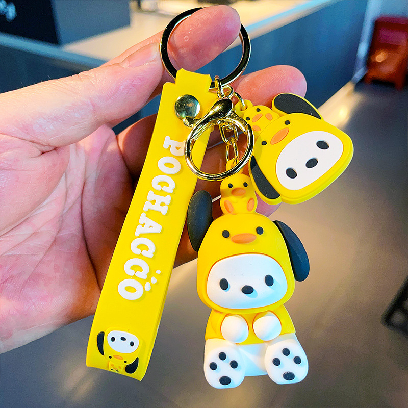 Sanrio Cartoon Bear Creative Pacha Dog Coolomi Three-Dimensional Doll Car Keychain Pendant Ornaments Wholesale
