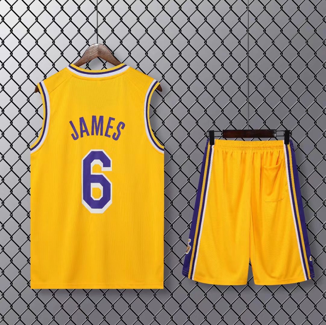 nba湖人队6号詹姆斯球衣成人篮球服儿童套装童装训练服