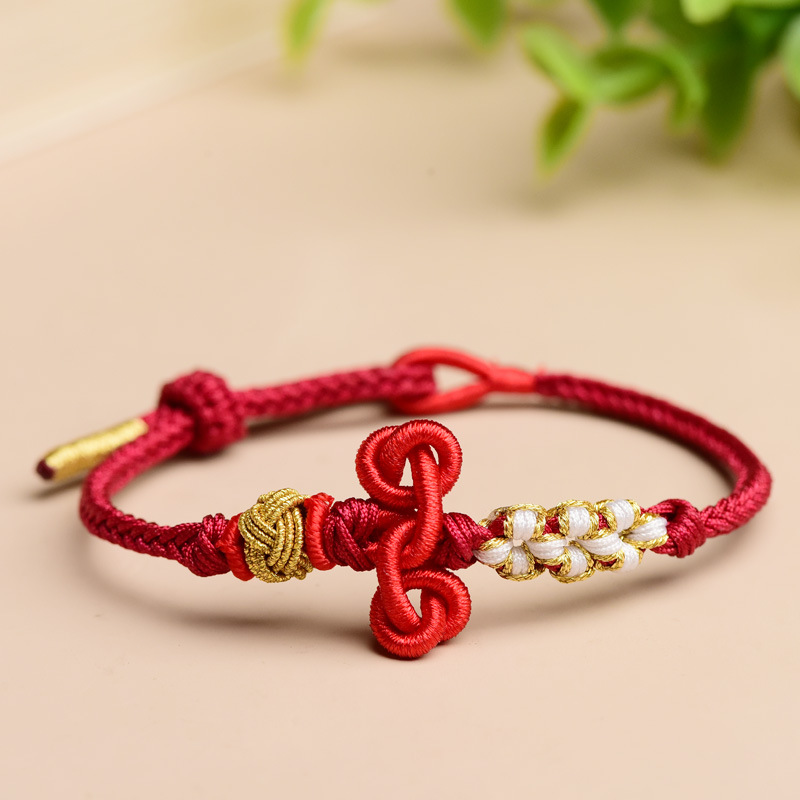 Wenchang Knot Landed Little Red Rope Men's and Women's Examination Postgraduate Entrance Examination Woven Good Luck Gift Bracelet Gift Hand Woven Hand Rope