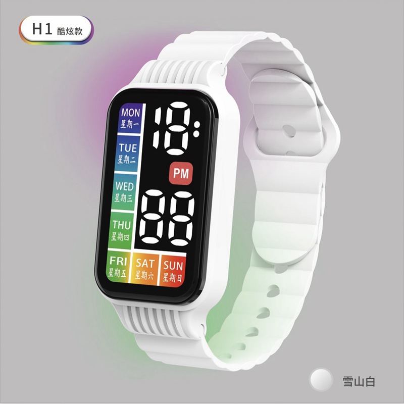 Products in Stock New LED Electronic Watch H1 Chinese and English Week Flash Long Block Digital Touch Student Children's Bracelet