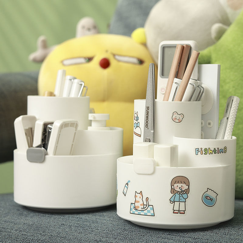 Rotating Pen Holder Student Desktop Office Desktop Personality Simple Children Ins Internet Celebrity Multifunctional Make-up Pen Container