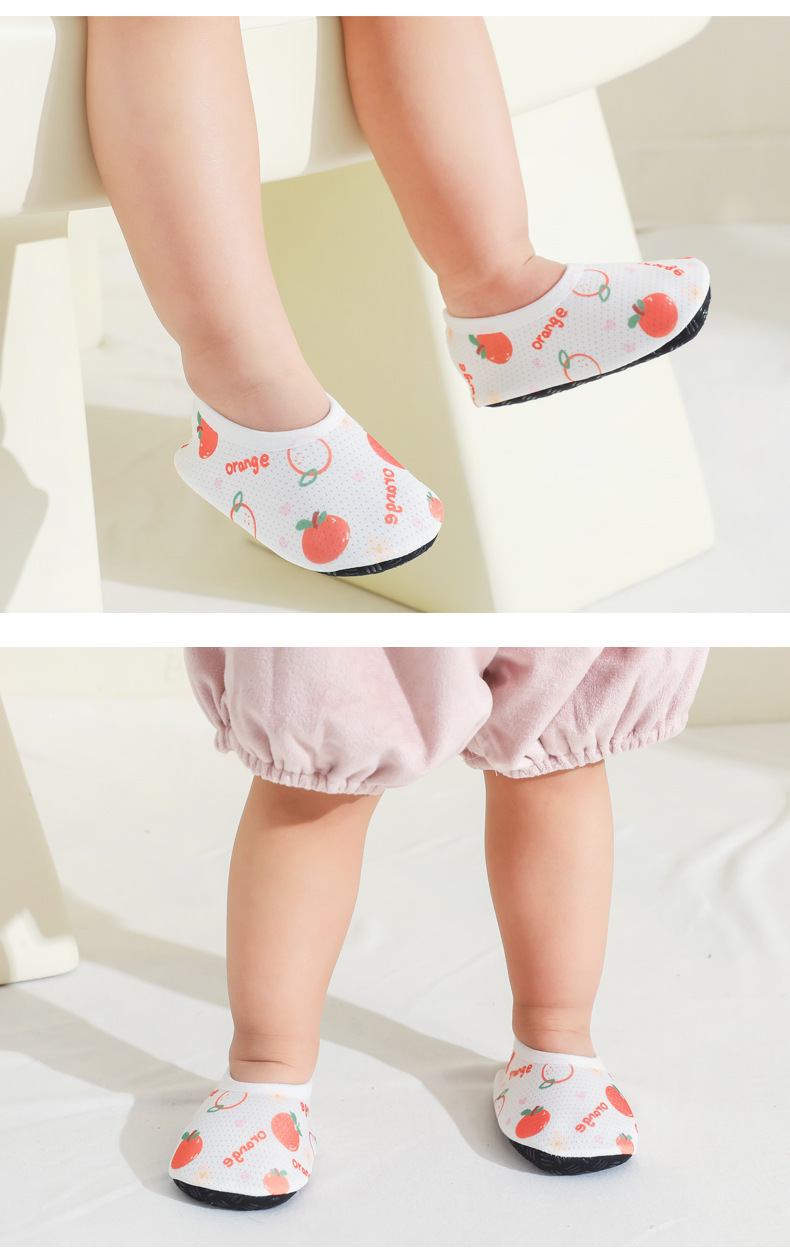 夏季网眼薄棉婴儿鞋袜硅胶底防滑男女宝宝地板袜新生儿居家学步袜