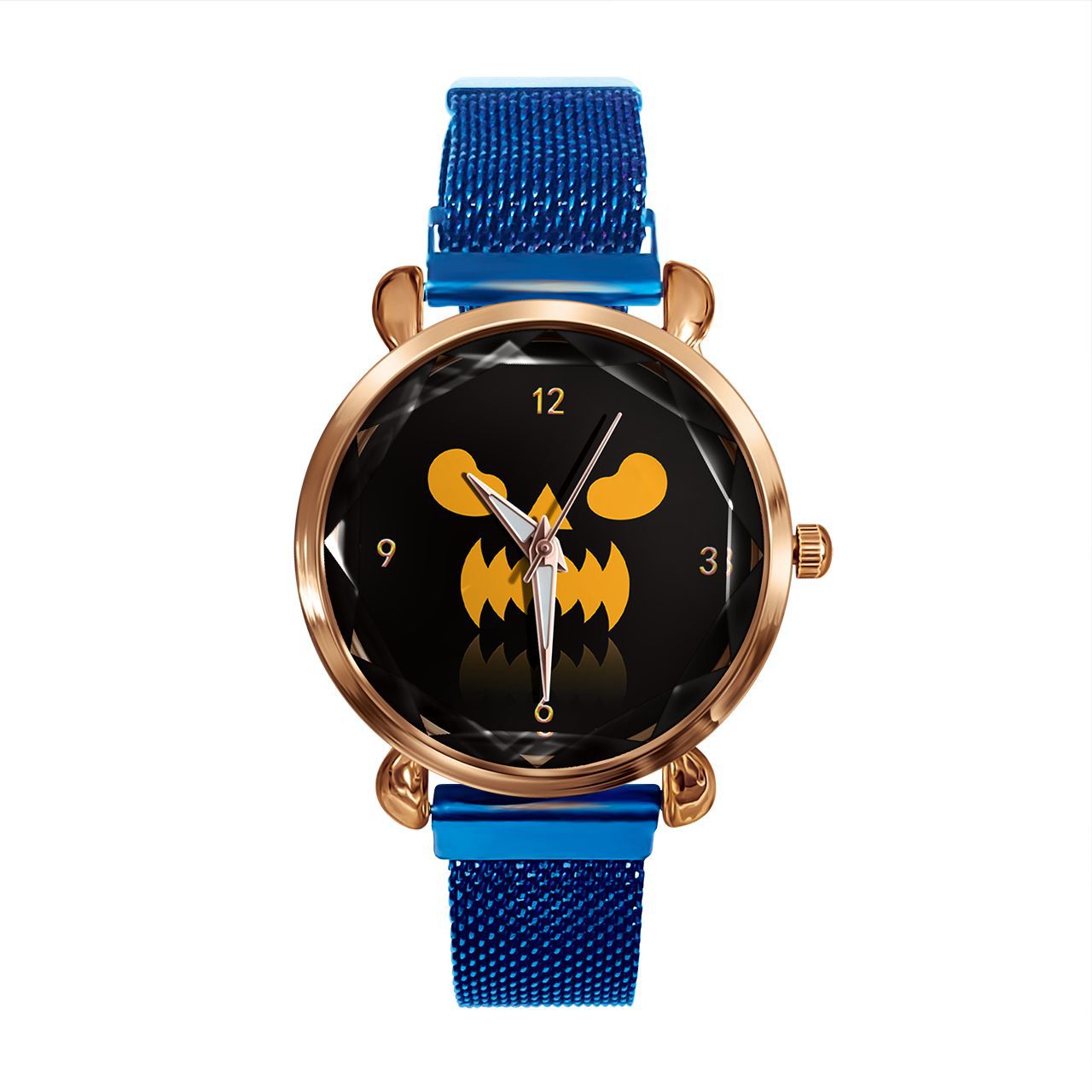 搞怪恐怖南瓜万圣节潮流手表金壳蓝带磁铁扣女生手表潮流支持定制