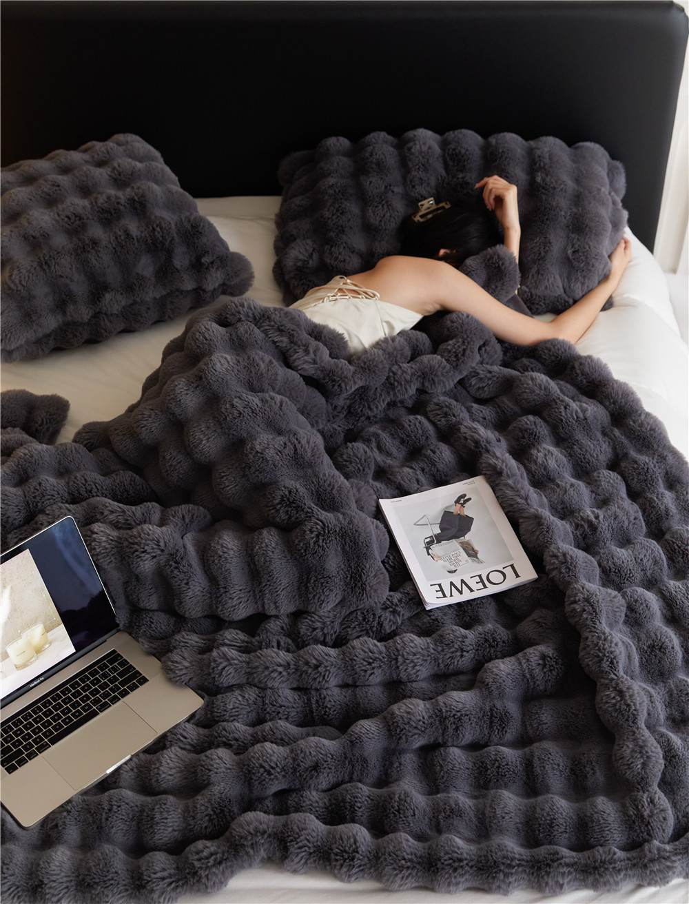Tuscan Blanket Imitation Rex Rabbit Blanket Bubble Velvet Blanket Double-Sided Thickened Office Nap Blanket Sofa Blanket