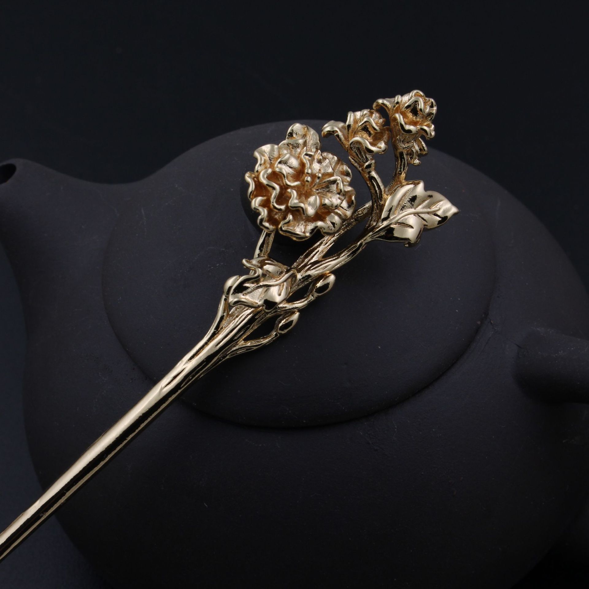 保色金花枝芙蓉花发簪簪杆18221mm古风影视道具配件发钗材料