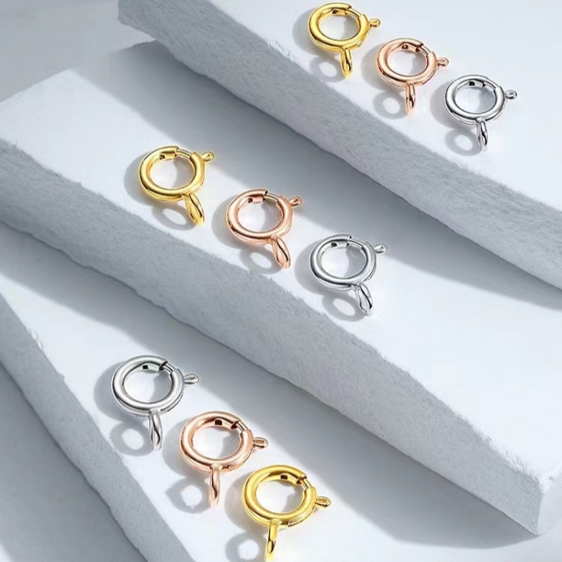 18k金弹簧扣au750彩金项链手链扣头diy配件玫瑰金k白金扣头三色可