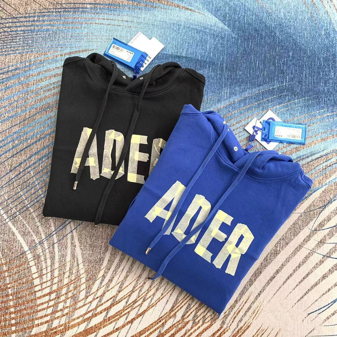 ader现货秋款卫衣韩国ae胶纸条折纸连帽套头卫衣情侣男女同款帽衫