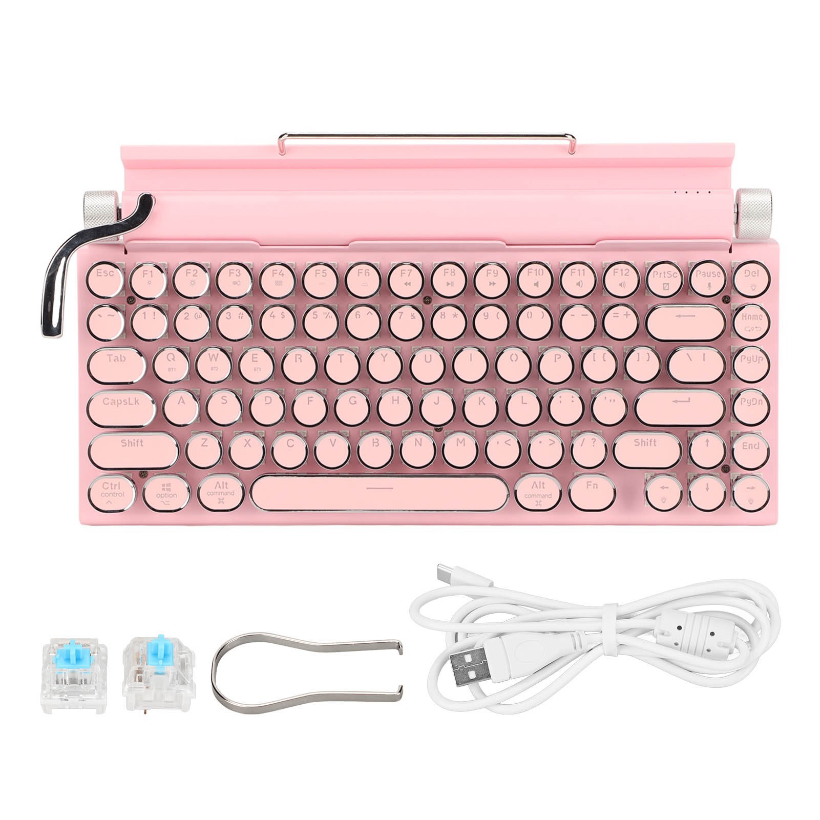 Dot Retro Typewriter Mechanical Keyboard Punk Key Cap Mobile Phone Tablet Mac Bluetooth Real Mechanical Keyboard Cross-Border