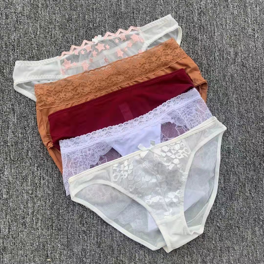 sexy蕾丝花纹中腰女内裤透气性感 knickers女士镂空三角内裤-阿里巴巴