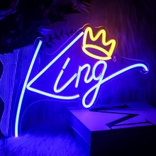 亚克力雕刻霓虹灯king皇冠装饰透明背板霓虹灯亚马逊热卖厂家供应