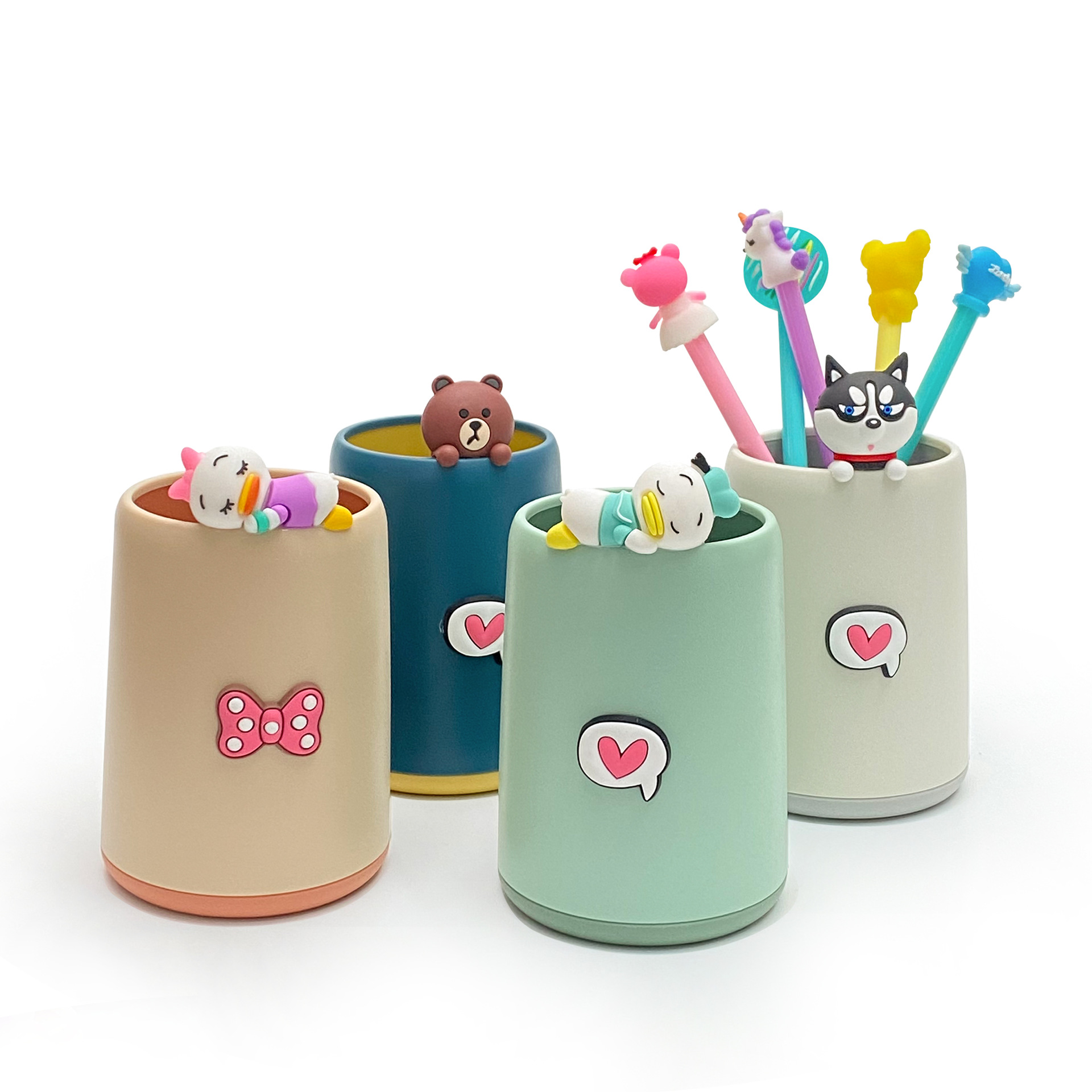 创意卡通简约可爱笔筒学生儿童文具桌面摆件办公个性化妆笔收纳盒