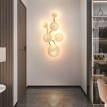 新中式设计师款艺术壁灯客厅沙发背景墙灯陶瓷高级感创意荷叶灯具