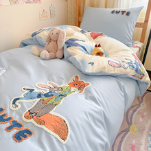 大学生宿舍全棉床上用品三件套儿童纯棉被套床单人床垫被子套装六