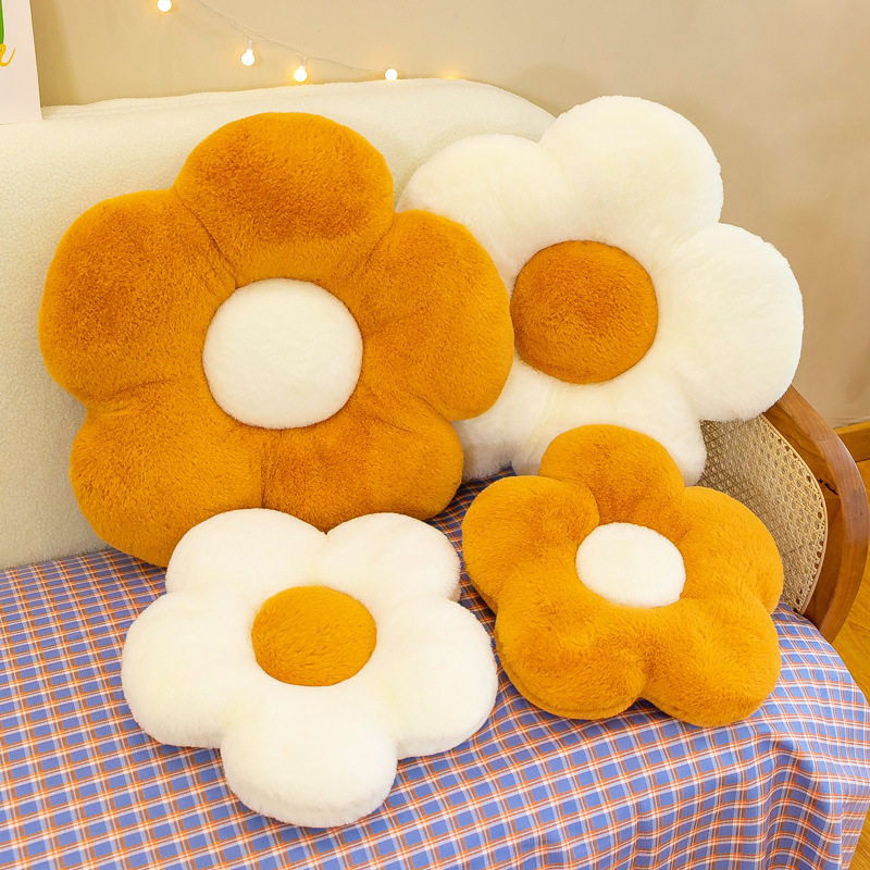 Cross-Border Little Daisy Flower Cushion Flower Plush Pillow Seat Cushion Dehaired Angora Afternoon Nap Pillow Backrest Cushion Wholesale