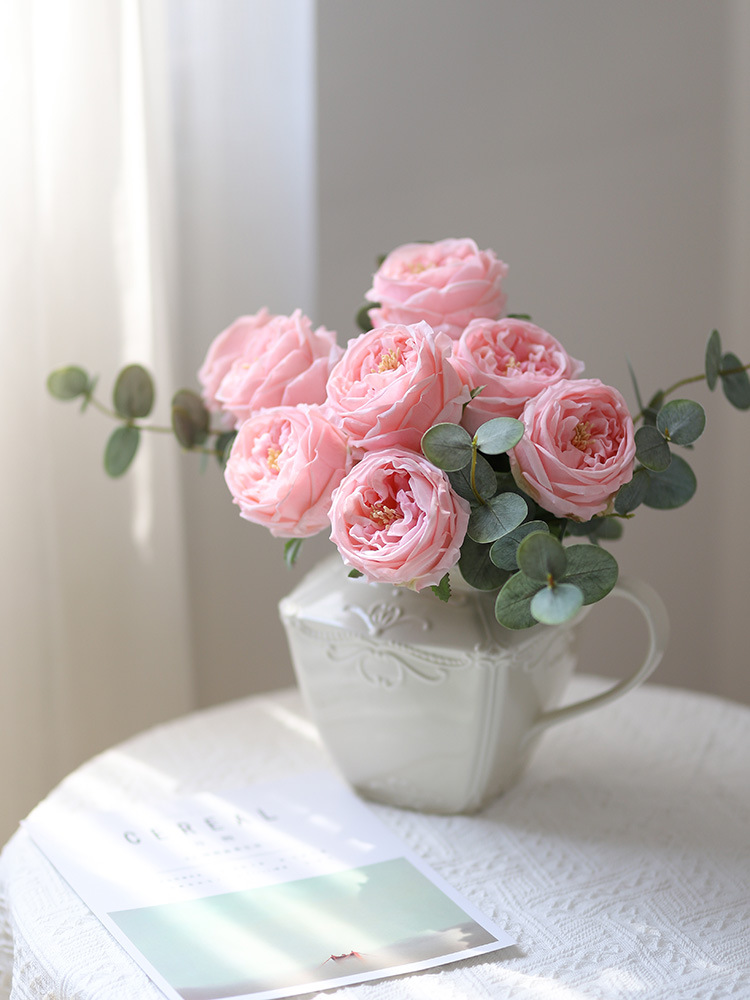 【湿感】玫瑰花轻奢装饰摆件餐桌客厅假花家居花束装饰花