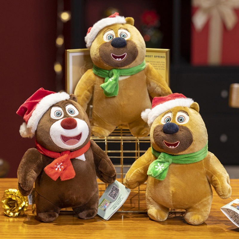 可爱圣诞熊熊公仔熊出没熊大熊二送儿童生日礼物跨境圣诞生日礼物