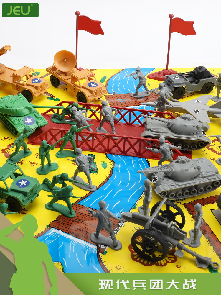 jeu 二战小兵人玩具美德大战 野战兵部队男孩军团军事沙盘士兵