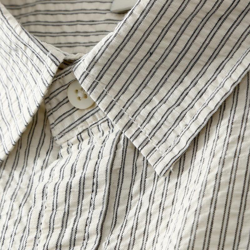 包邮日系泡泡纱薄款速干肌理短袖衬衫男夏季新款宽松山系户外衬衣-阿