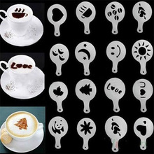 塑料拉花模具 花式咖啡印花模型 咖啡奶泡喷花模板16枚 套装