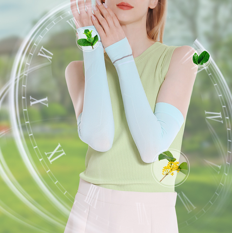 运动冰袖冰丝袖套防晒袖套户外骑行夏季防晒纯色护袖手套冰袖批发