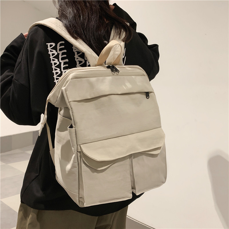 日系书包女大学生复古港风森系学院风双肩背包男大容量情侣双肩包