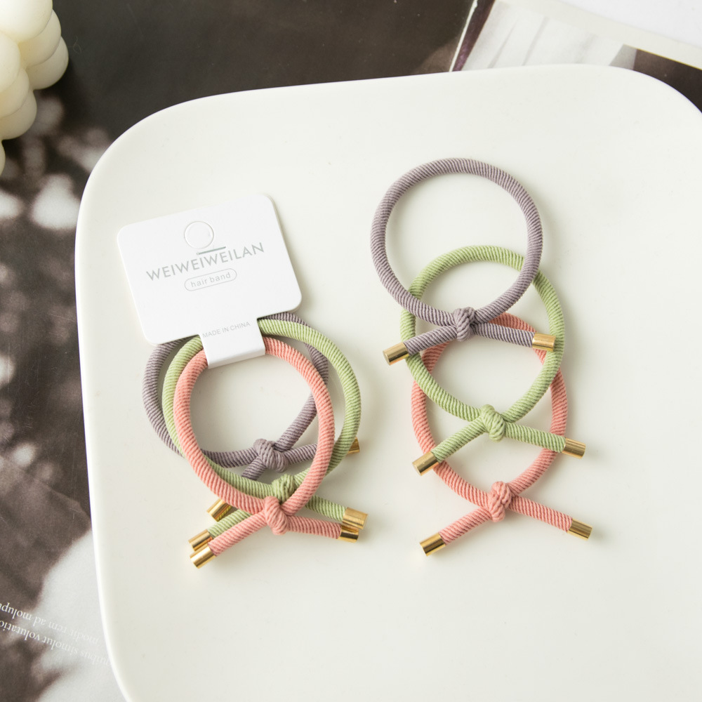 3 Pieces New Color Series High Elasticity Creative Knotted Hair Ring High Elasticity Colored All-Matching Tie Hair Rubber Band for Bun Haircut