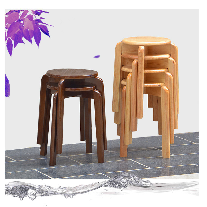 工厂批发木凳原木可叠放家用圆凳子餐桌凳凳子客厅圆凳矮凳小吃饭