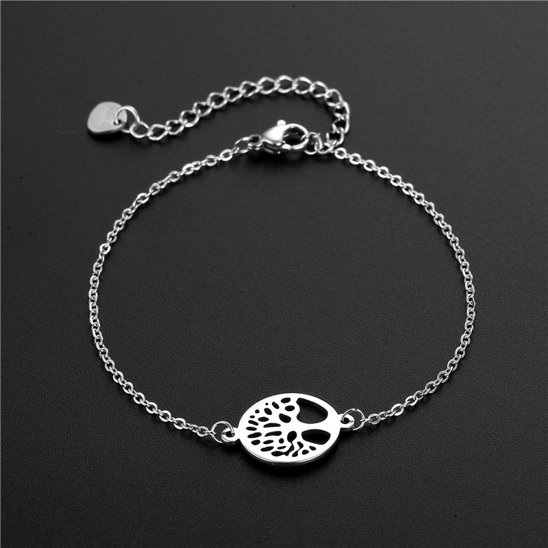 Korean Style Hip Hop Accessories European and American Lucky Tree Bracelet Foreign Trade New Couple Cross Chain Cold Style Simple Hand Jewelry