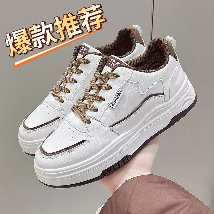 leather white shoes women‘s new spring and autumn casual sports shoes ins fashionable all-match niche platform sneakers