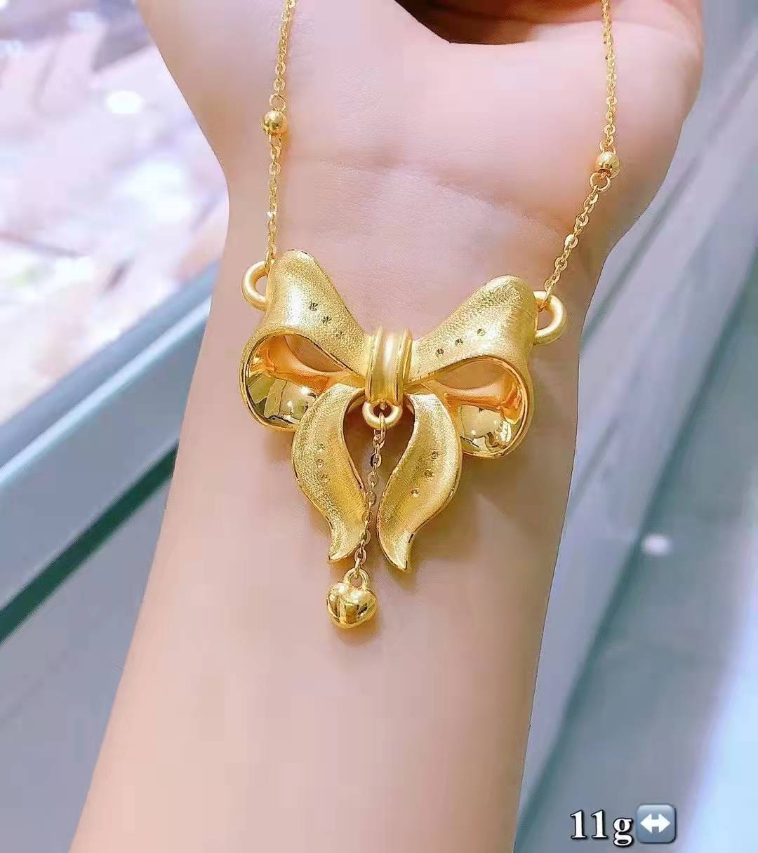 黄金项链女5g黄金足金999在逃公主蝴蝶结套链 24k万足金o字项链