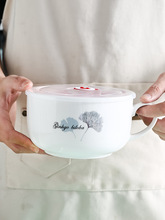陶瓷保鲜碗带盖便当饭盒上班族带饭微波炉专用加热密封汤碗泡面碗
