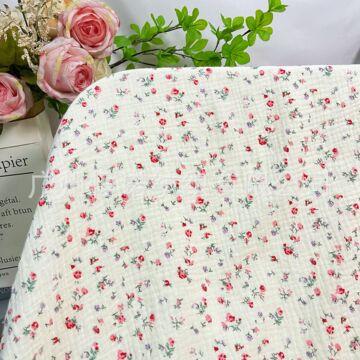 纯棉双层纱布小清新复古小碎花印花纱布婴儿家居服童装睡衣布料