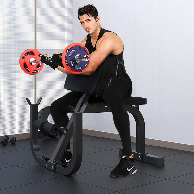 驰尚牧师凳家用二头肌训练器肱二头肌架杠铃弯举凳健身器材牧师椅