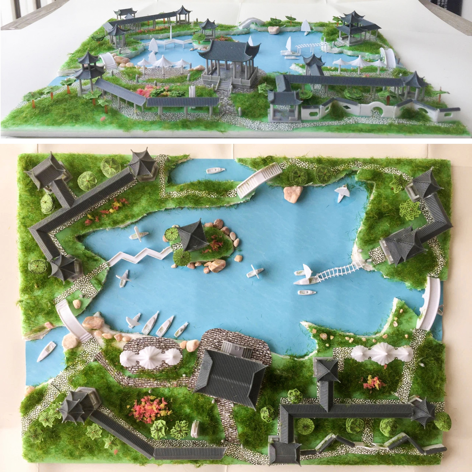 锦绣江南古典园林创意模型 diy拼装玩具屋 学生建模比赛器材