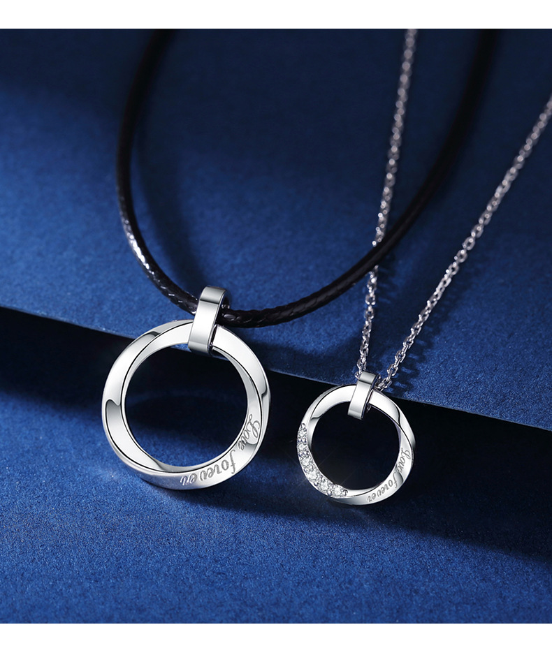 925银莫比乌斯环情侣项链一对男女小众设计吊坠新款潮情人节礼物