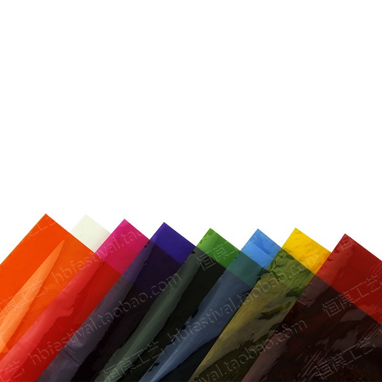 彩色玻璃纸透明幼儿园手工透光遮光串灯笼红色教学反光圣诞糖果