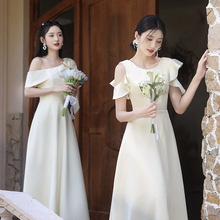 香槟色伴娘服女2024新款春季小众高级姐妹团礼服裙仙气质平时可穿