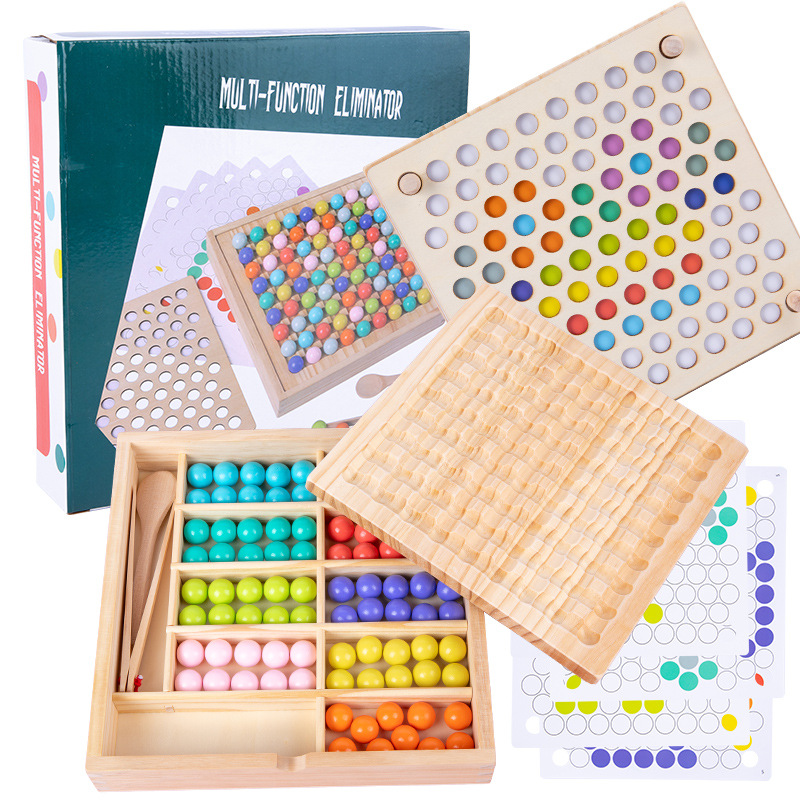 Rainbow Fun Clipping Beads Xiaoxiaole Parent-Child Interaction Focus on Training Children's Early Education Desktop Educational Wooden Toys